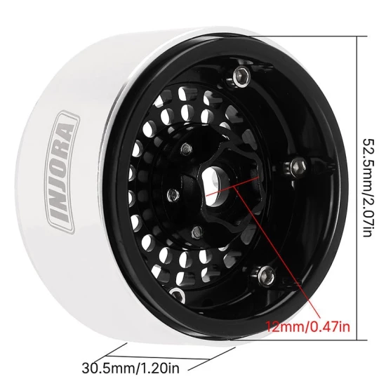 INJORA Turbine 1.9 Aluminium Beadlock Wielen Offset -10mm Voor 1/10 RC Crawler (4) zwart