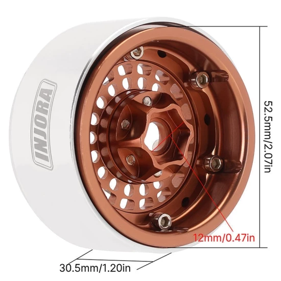 INJORA Turbine 1.9 Aluminium Beadlock Wielen Offset -10mm Voor 1/10 RC Crawler (4) brons