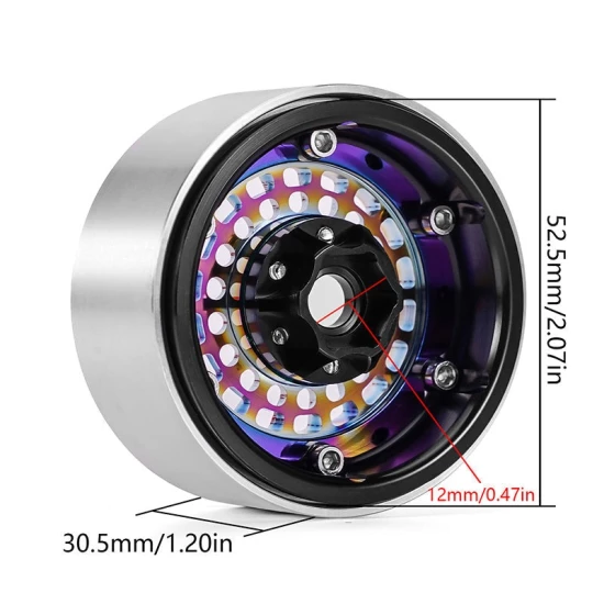 INJORA Turbine 1.9 Aluminium Beadlock Wielen Offset -10mm Voor 1/10 RC Crawler (4) regenboog