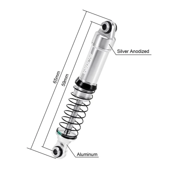INJORA LS 59 mm aluminium olie schokdempers voor 1/18 TRX-4M zilver