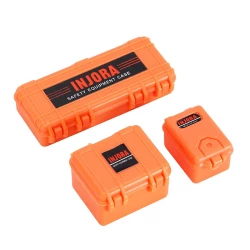 INJORA 3 stuks Mini Opslagdoos Uitrustingskoffer Schaal Accessoire Voor 1/18 1/24 RC Crawler oranje