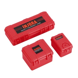 INJORA 3 stuks Mini Opslagdoos Uitrustingskoffer Schaal Accessoire Voor 1/18 1/24 RC Crawler rood