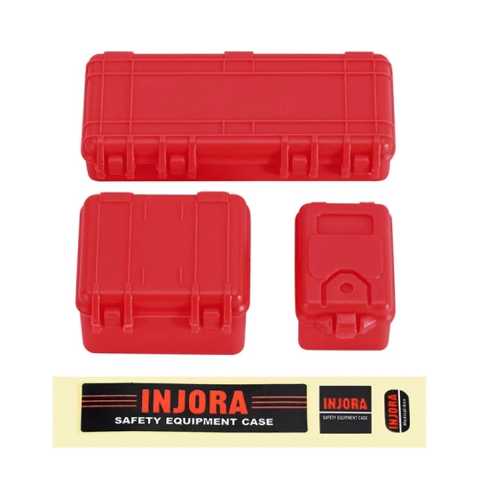 INJORA 3 stuks Mini Opslagdoos Uitrustingskoffer Schaal Accessoire Voor 1/18 1/24 RC Crawler rood