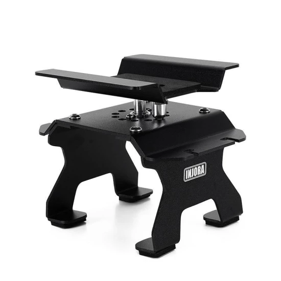 INJORA Aluminium RC Autostandaard met Schokdemperhouder voor 1/24 en 1/18 RC Crawlers zwart