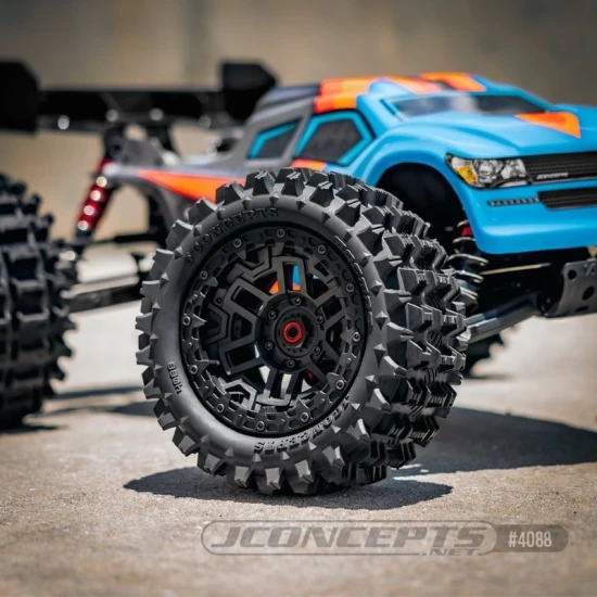 Magma Reifen medium auf Felgen schwarz 17mm (2) JConcepts für TRX Sledge (mit Verb.), Arrma Kraton 6s