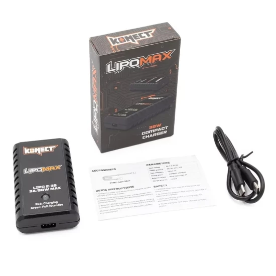 Charger LIPOMAX compact LiPo 2-3S 38W usbc