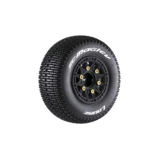 Louise RC SC-MAGLEV 1/10 Short Course Banden Set zacht Gemonteerd Zwarte Wielen Verwijderbare Hex 12, 14, 17mm 2 stuks