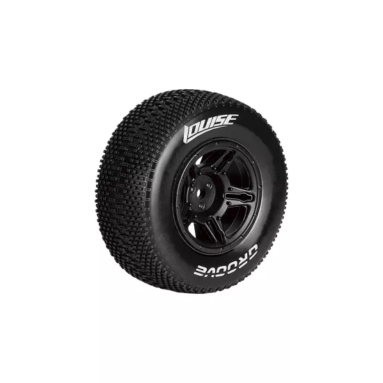 Louise RC SC-GROOVE 1-10 Short Course Bandenset Gemonteerd Soft Velgen Zwart Zeskant 12mm SLASH 2WD Achter SLASH 4X4 V/A 2stuks