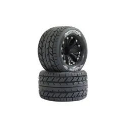 Louise RC MT-ROCKET 1-10 Monster Truck Banden Set Verlijmd op velg Soft 2.8" Velgen Zwart 0-Offset