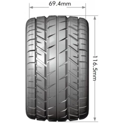 Louise RC MT-ROCKET 1-10 Monster Truck Banden Set Gemonteerd Sport 2.8 Zwarte Velgen Verwisselbare HEX 12 Smal, 12 Breed, 14, 17mm