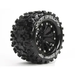 Louise RC MT-UPHILL 1-10 Monster Truck Bandenset Gemonteerd Sport Velgen 2.8 Zwart 0-Offset Zeskant 12mm