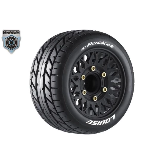 Louise RC ST-ROCKET 1/10 Stadium Truck Banden Set Gemonteerd Sport Zwarte Velgen Verwisselbare HEX 12 smal, 12 breed, 14, 17mm 2 stuks