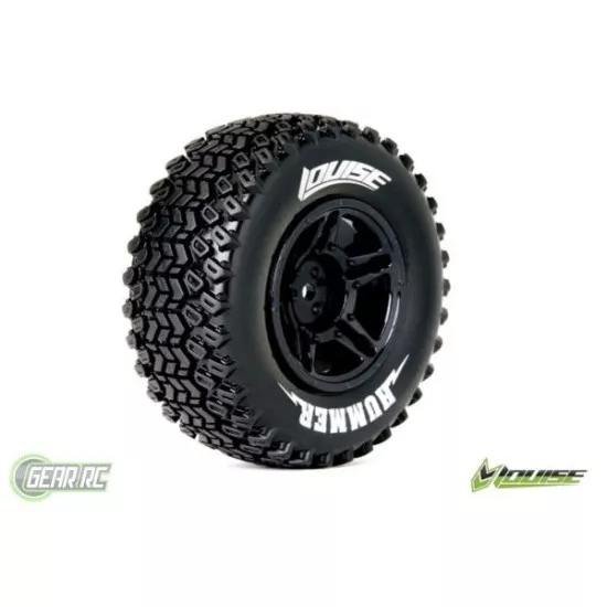 Louise RC - SC-HUMMER - 1-10 Short Course Banden Set - Verlijmd op velg - Soft - Velgen Zwart - SLASH Achter - SLASH 4X4 V/A - SCRT10 V/A - BLITZ V/A - Achter - 1 Paar