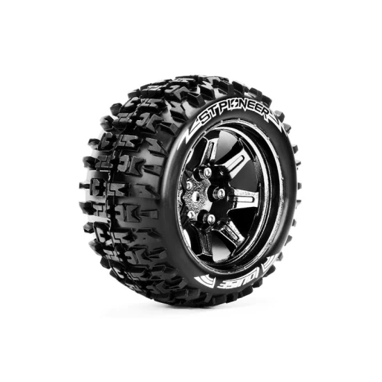 Louise RC 1/10 Stadium Truck banden Gemonteerd Zachte Compound Zwart Chroom Velg Hex 14 mm 2 stuks