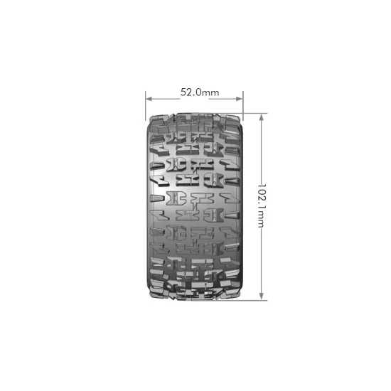 Louise RC ST-PIONEER 1-10 Stadium Truck Bandenset Gemonteerd Soft Velgen 2.8 Zwart 0-Offset Zeskant 12mm 2 stuks