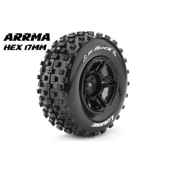Louise RC SC-ROCK 1-10 Short Course Bandenset Gemonteerd Soft Velgen Zwart zeskant 17mm 2stuks