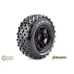Louise RC SC-ROCK  1-10 Short Course Banden Set Verlijmd op velg Soft Velgen Zwart TRX SLASH Voor - 1 Paar