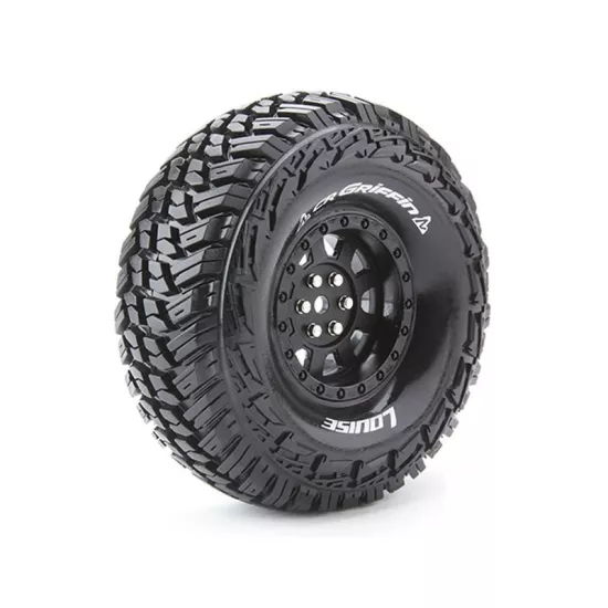 Louise RC CR-GRIFFIN 1-10 Crawler Bandenset Gemonteerd Super Soft Velgen 1.9 Zwart Zeskant 12mm 
