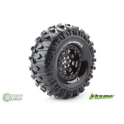 Louise RC - CR-ROWDY - 1-10 Crawler Banden Set - Verlijmd op velg - Super Soft - 1.9" Velgen Zwart - Hex 12mm - 1 Paar