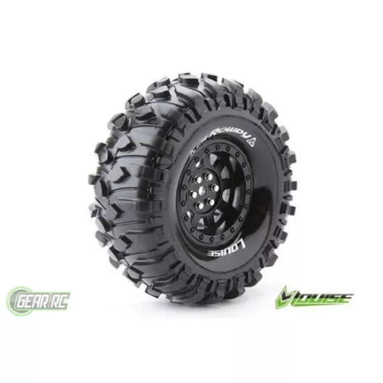 Louise RC - CR-ROWDY - 1-10 Crawler Banden Set - Verlijmd op velg - Super Soft - 1.9" Velgen Zwart - Hex 12mm - 1 Paar