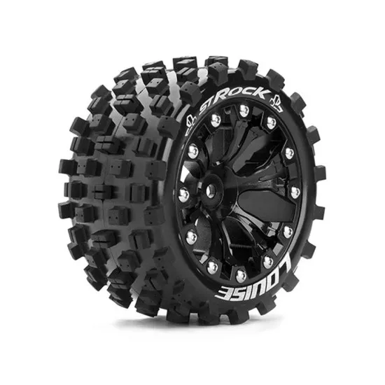 Louise RC ST-ROCK - 1-10 Stadium Truck Bandenset Gemonteerd Sport Velgen 2.8 Zwart 1/2-Offset Zeskant 12mm