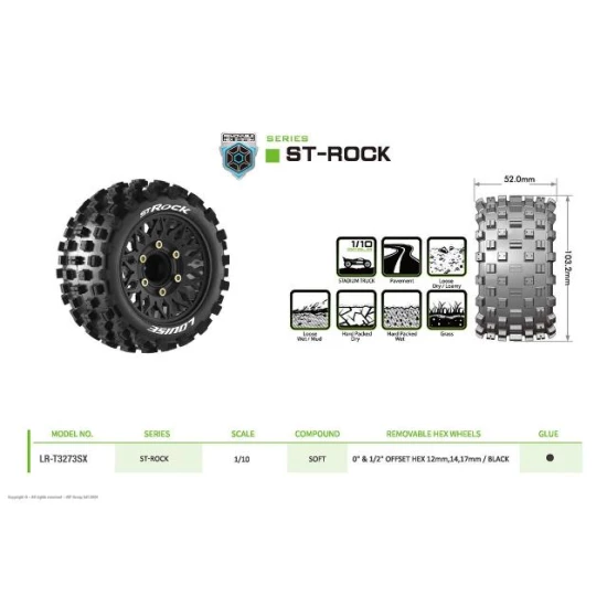 Louise RC ST-ROCK 1/10 Stadium Truck, gemonteerd met verwisselbare 12 mm smalle, 12 mm brede, 14 mm en 17 mm hex 2 stuks