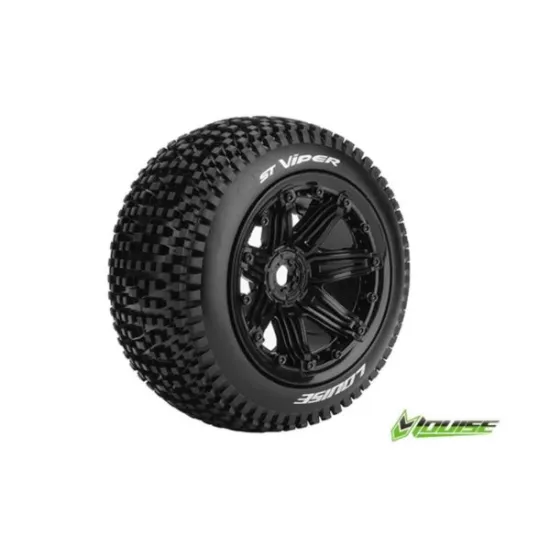 Louise RC ST-VIPER 1-8 Stadium Truck Banden Set Sport geschroefd op 3.8" Beadlock velgen zwart