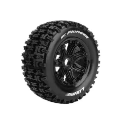 Louise RC SC-PIONEER 1-5 Short Course Truck Bandenset Gemonteerd Sport Bead-Lock Velgen Zwart Zeskant 24mm  Achter