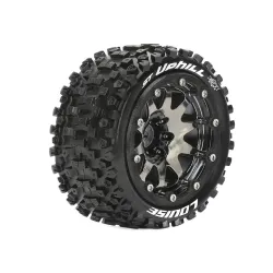 MFT ST-UPHILL 1-10 Monster Truck Bandenset Gemonteerd Sport - 2.8 Bead-Lock Velgen Zwart chrome  1/2-Offset Zeskant 12mm 