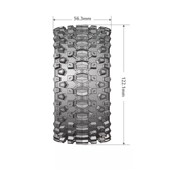 MFT ST-UPHILL 1-10 Monster Truck Bandenset Gemonteerd Sport - 2.8 Bead-Lock Velgen Zwart chrome  1/2-Offset Zeskant 12mm 