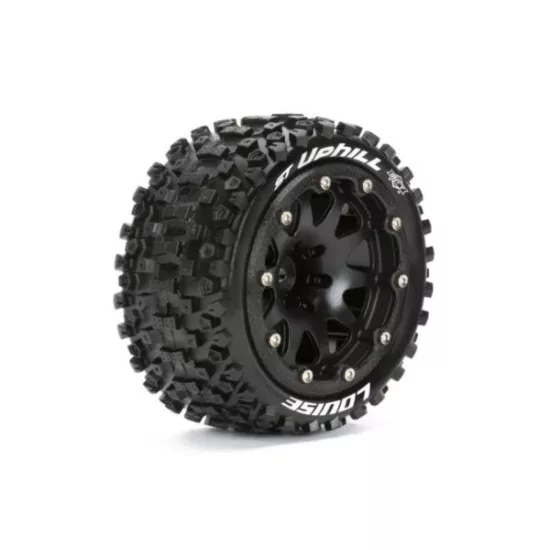 MFT ST-UPHILL 1-10 Monster Truck Bandenset Gemonteerd Sport - 2.8 Bead-Lock Velgen Zwart  1/2-Offset Zeskant 12mm 