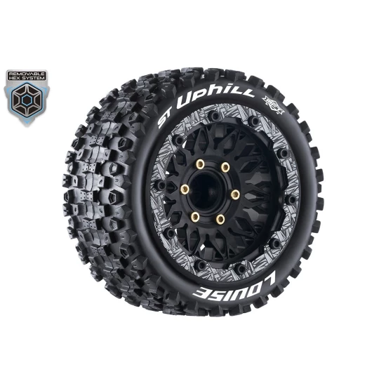 Louise RC MFT ST-UPHILL 1-10 Stadium Truck Banden Set Gemonteerd Sport Zwarte Velgen Verwisselbare HEX 12 Smal, 12 Breed, 14, 17mm