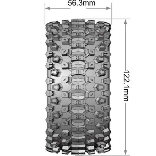 Louise RC MFT ST-UPHILL 1-10 Stadium Truck Banden Set Gemonteerd Sport Zwarte Velgen Verwisselbare HEX 12 Smal, 12 Breed, 14, 17mm
