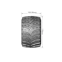 Louise RC MFT MT-CYCLONE 1-8 Monster Truck Bandenset Gemonteerd Sport 3.8 Bead Style Velgen Zwart 1/2-Offset Zeskant 17mm 2 stuks