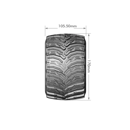 Louise RC MFT MT-CYCLONE 1-8 Monster Truck Bandenset Gemonteerd Sport 3.8 Bead Style Velgen Zwart 1/2-Offset Zeskant 17mm 2 stuks