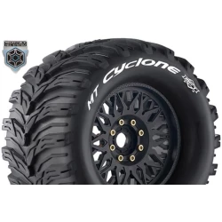 Louise RC MFT MT-CYCLONE 1:8 Monster Truck Banden Set Zwart Gemonteerd – Verwisselbare 0 en 1/2 Offset 17mm Zeskant 2 stuks