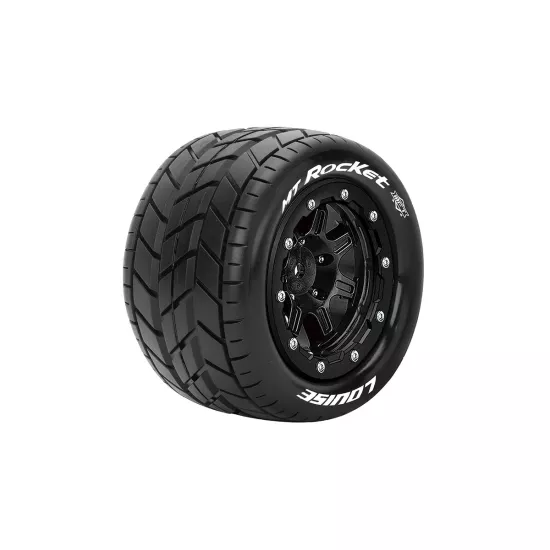 Louise RC MFT MT-ROCKET Maxx Bandenset Gemonteerd Sport 3.8 Bead-Lock Velgen Zwart-1/2-Offset  Zeskant 17mm 