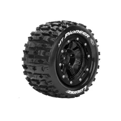 Louise RC MFT MT-PIONEER Maxx Bandenset Gemonteerd Sport 3.8 Bead-Lock Velgen Zwart 1/2-Offset Zeskant 17mm 2 stuks