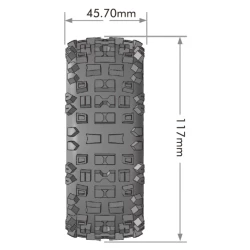 Banden en Wielen B-ULLDOZE 1/8 Buggy Soft MFT (Verwijderbare 17mm Hex 0 en 1/2 Offset) (2 stuks)