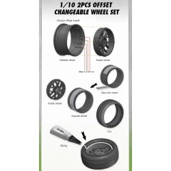 Wheels Drift 5-Spoke Matte Silver (2,4,6,8mm Offset) 12mm Hex (4)