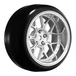 Tires & Wheels Drift / 14-Spoke Matte Silver (2,4,6,8mm Offset) 12mm Hex (4)
