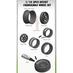 Wheels Drift 14-Spoke Matte Silver (2,4,6,8mm Offset) 12mm Hex (4)