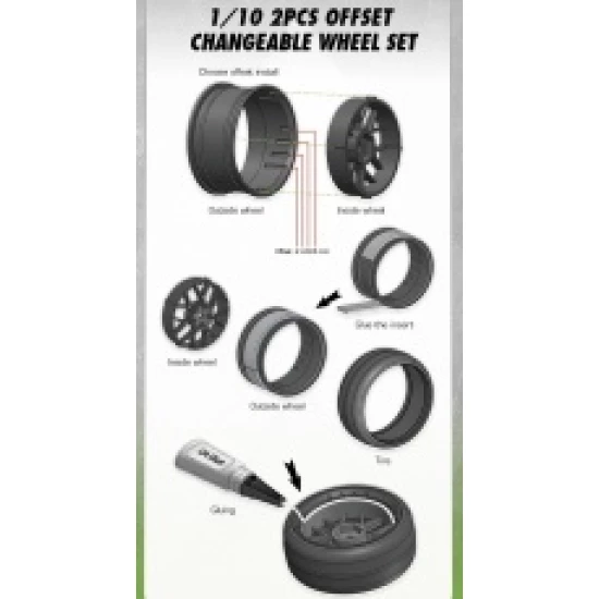 Wheels Drift 5-Spoke White (2,4,6,8mm Offset) 12mm Hex (4)