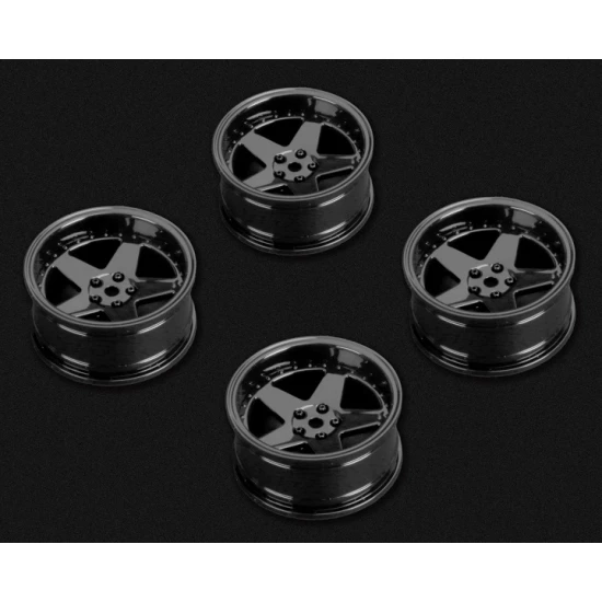 Tires & Wheels Drift / 5-Spoke Black (2,4,6,8mm Offset) 12mm Hex (4)