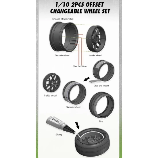 Wheels Drift 14-Spoke Bronze (2,4,6,8mm Offset) 12mm Hex (4)