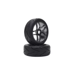 LRP Buggy 1/8 Racing Slick Street tire on black chrome wheel
