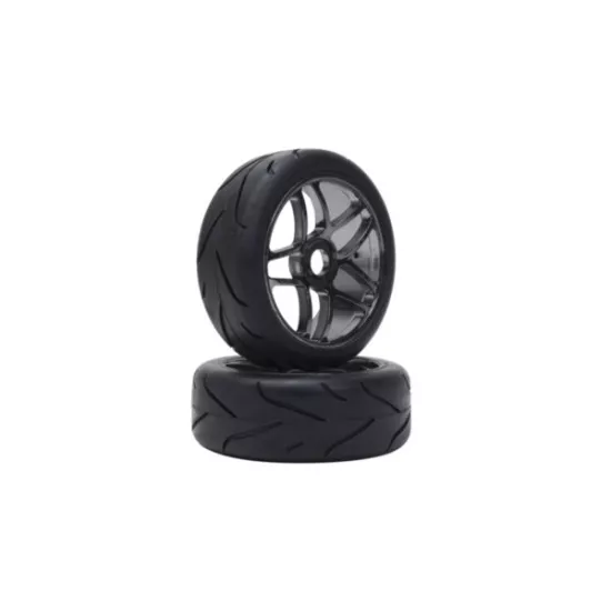 LRP Buggy 1/8 Racing Slick Street tire on black chrome wheel