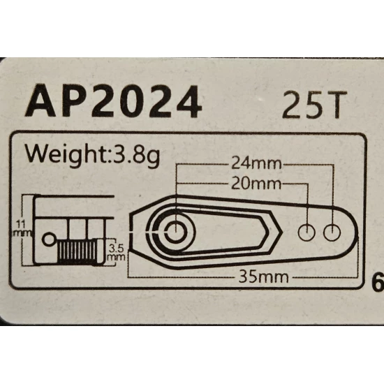 Power HD Aluminum Servo Horn 20-24mm 25t