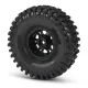 Hyrax 1.9 Predator (Super Soft) Rock Terrain Tires Mounted on Impulse Black/Silver Plastic Internal Bead-Loc 12mm Wheels (2) for Rock Crawler Front or Rear