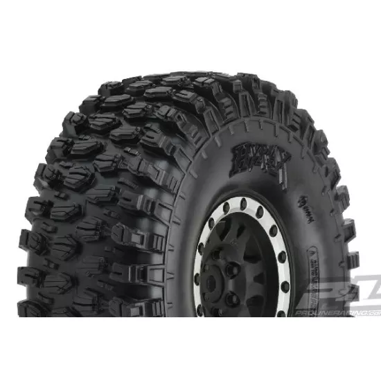 Hyrax 1.9 G8 Rock Terrain Truck Tires Mounted on Impulse Black/Silver Plastic In